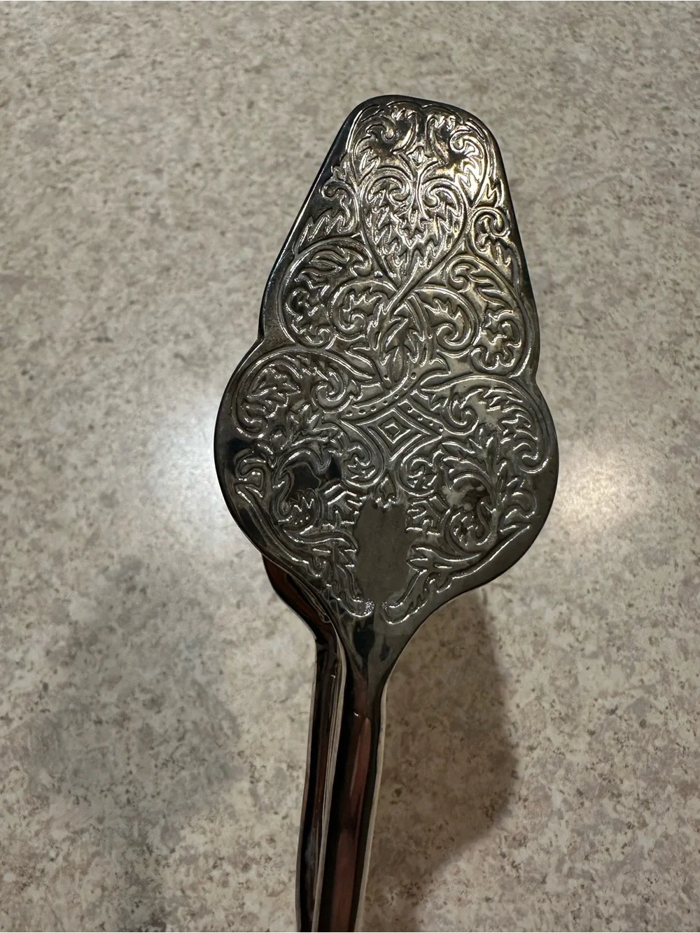 EP Zinc- Antique Silver-Plated Tongs Trio - Ornate Floral Tips- Made in Italy